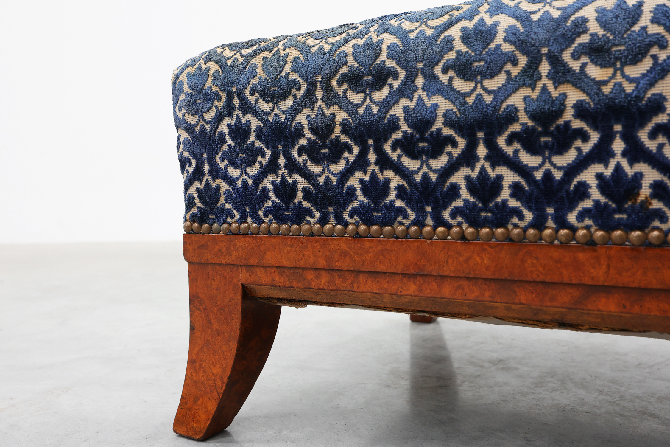 Art Deco Upholstered Footstool with Sabre Legs, France, 20th Centurythumbnail